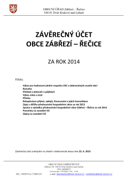 Závěrečný účet obce za rok 2014 - úvodní strana - Zábřezí