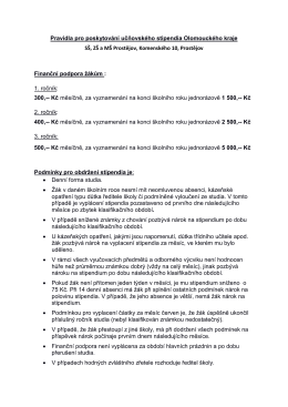 Pravidla pro poskytování učňovského stipendia Olomouckého kraje