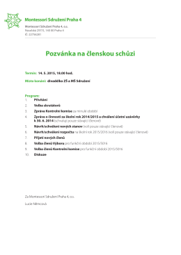 Pozvánka na členskou schůzi - Montessori sdružení Praha 4