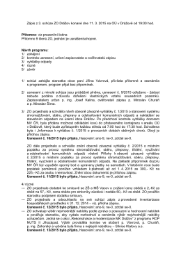 Zápis z 3. schůze ZO Drážov dne 11. 3. 2015