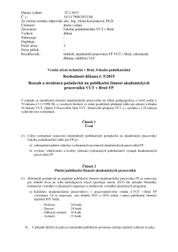 Rozhodnutí děkana č. 5/2015 Rozsah a struktura požadavků na