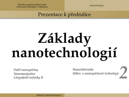 Základy nanotechnologií 2 - Univerzita Palackého v Olomouci