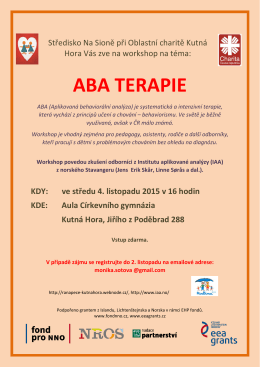 Pozvánka na workshop o ABA terapii