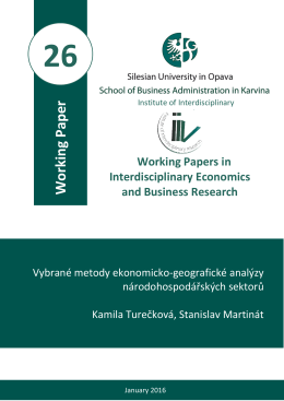 Working Paper - Institut interdisciplinárního výzkumu