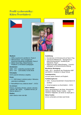 Profil vychovatelky: Klára Švertšalová