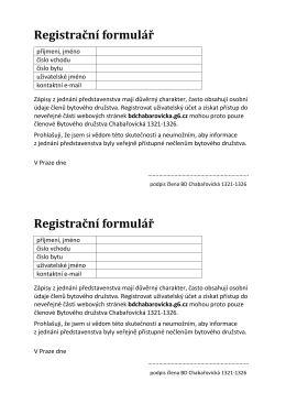 Registrační formulář Registrační formulář