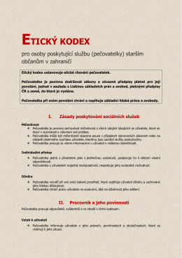 ETICKÝ KODEX - Pro zájemce o práci pečovatelek