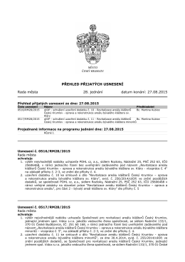 usnesení - Jednání Rady města Český Krumlov