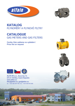 Katalog plynoměrů FMG a plynových filtrů ALFA IN / Catalogue gas