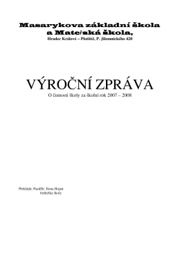 Výroční zprávy 2007 – 2008 - Masarykova základní škola a