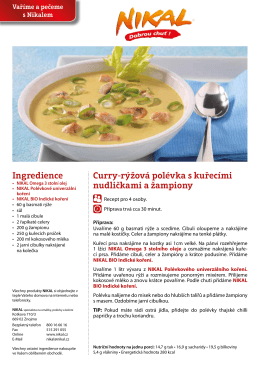 Curry-rýžová polévka s kuřecími nudličkami a žampiony