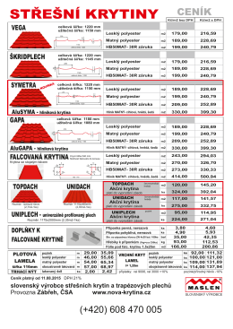 Ceník střešní krytiny ke stažení