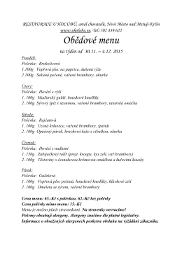 Obědové menu - Nové Město nad Metují
