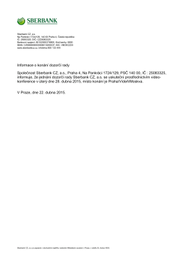 Infomace o konání dozorčí rady dne 28.4.2015