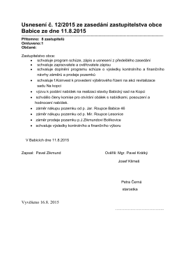 Usnesení č. 12/2015 ze zasedání zastupitelstva obce Babice ze dne