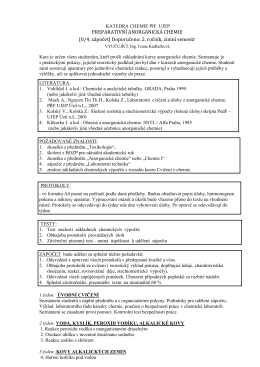 Preparativní anorganická chemie - sylabus - katedra chemie