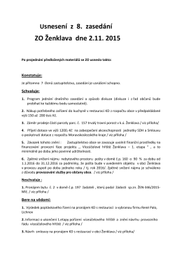 Usnesení z 8. zasedání ZO Ženklava dne 2.11. 2015