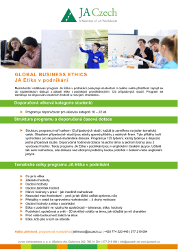 GLOBAL BUSINESS ETHICS JA Etika v podnikání