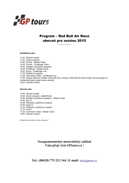 Program – Red Bull Air Race obecně pro sezónu 2015