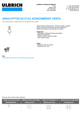ARGO-HYTOS SC1F-A2 JEDNOSMĚRNÝ VENTIL