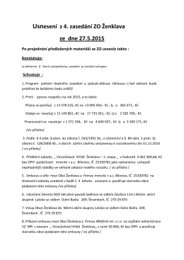 Usnesení z 4. zasedání ZO Ženklava ze dne 27.5.2015
