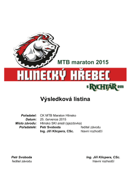 Výsledková listina MTB maraton 2015