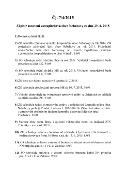 Zápis usnesení zastupitelstva obce 29. 4. 2015