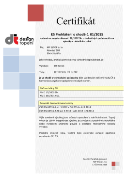 ES Prohlášení o shodě č. 01/2015 - Design