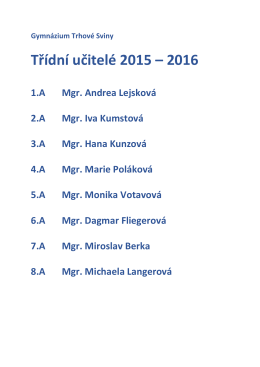 Třídní učitelé 2015 – 2016