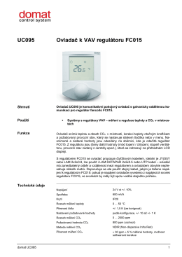 UC095 Ovladač k VAV regulátoru FC015