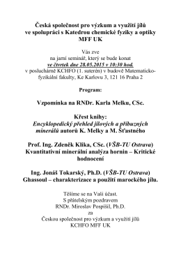 pozvánka. - Česká společnost pro výzkum a využití jílů