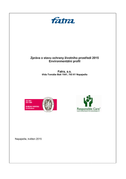 Zpráva o stavu ochrany životního prostředí za rok 2015