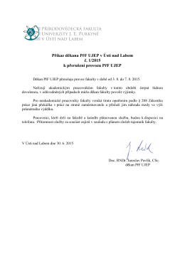 Příkaz děkana PřF UJEP v Ústí nad Labem č. 1/2015 k přerušení