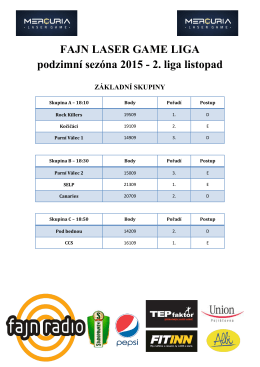2. liga listopad - Mercuria Laser Game Praha