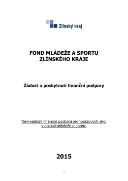 Žádost z Fondu mládeže a sportu ZK_jednorázové akce 2015