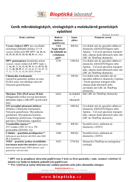 Ceník pro samoplátce - mikrobiologie a genetika