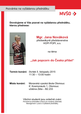Mgr. Jana Nováková - Moravská vysoká škola Olomouc