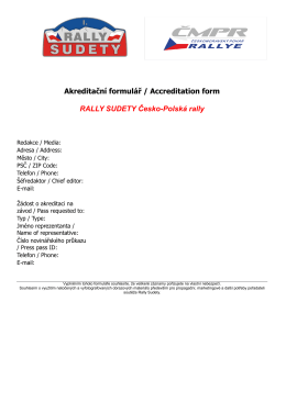 Akreditační formulář / Accreditation form RALLY SUDETY Česko