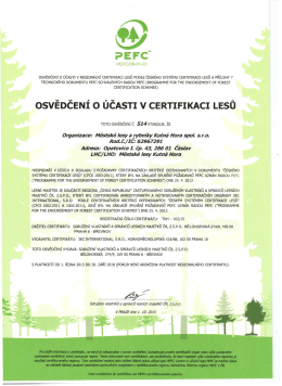 osvědčení o účasti v certifikaci lesů