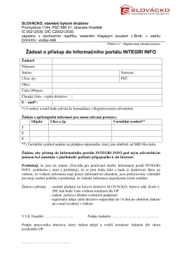 Registrovaný uživatel jednotky - SLOVÁCKO, stavební bytové družstvo
