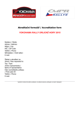 Akreditační formulář / Accreditation form YOKOHAMA RALLY