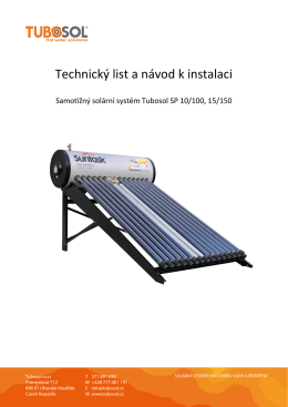 Tlakové samotížné solární systémy Tubosol SP