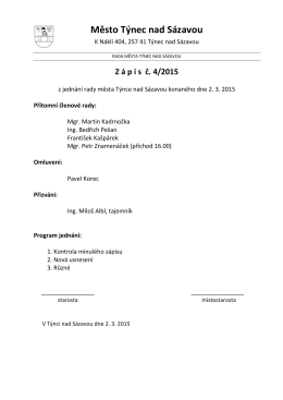 Zápis č. 04/2015 z jednání rady města konaného dne 2.3.2015