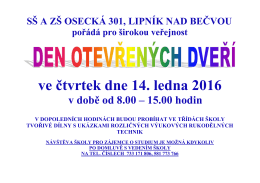 ve čtvrtek dne 14. ledna 2016 - Střední škola a Základní škola Lipník