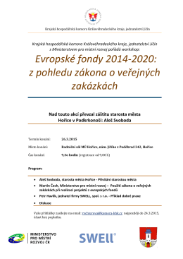 Evropské fondy 2014-2020: z pohledu zákona o veřejných zakázkách