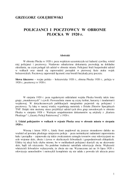 Gołębiewski G., Policjanci i pocztowcy w obronie Płocka w 1920 r.