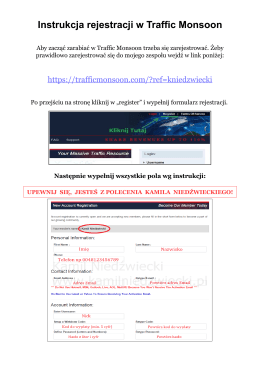 Instrukcja rejestracji w Traffic Monsoon