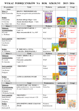 Wykaz podręczników obowiązujących w roku szkolnym 2015/2016