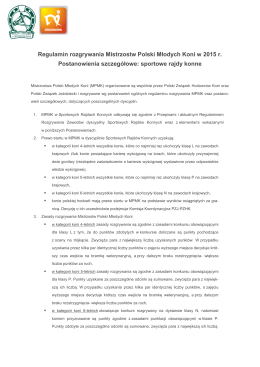 Regulamin rozgrywania Mistrzostw Polski Młodych Koni w 2015 r
