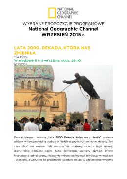 National Geographic Channel WRZESIEŃ 2015 r. LATA 2000